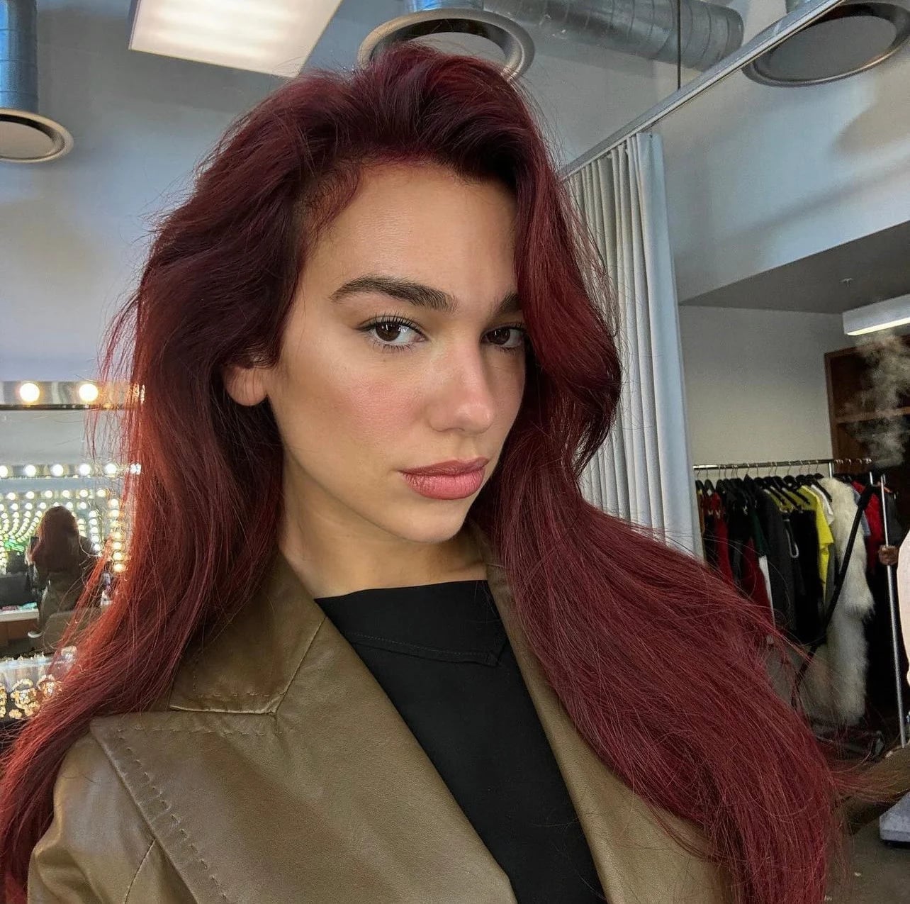 Mid-Back Burgundy Red With Subtle Highlights, Close-Up Take — Classy Wine Red Hair
