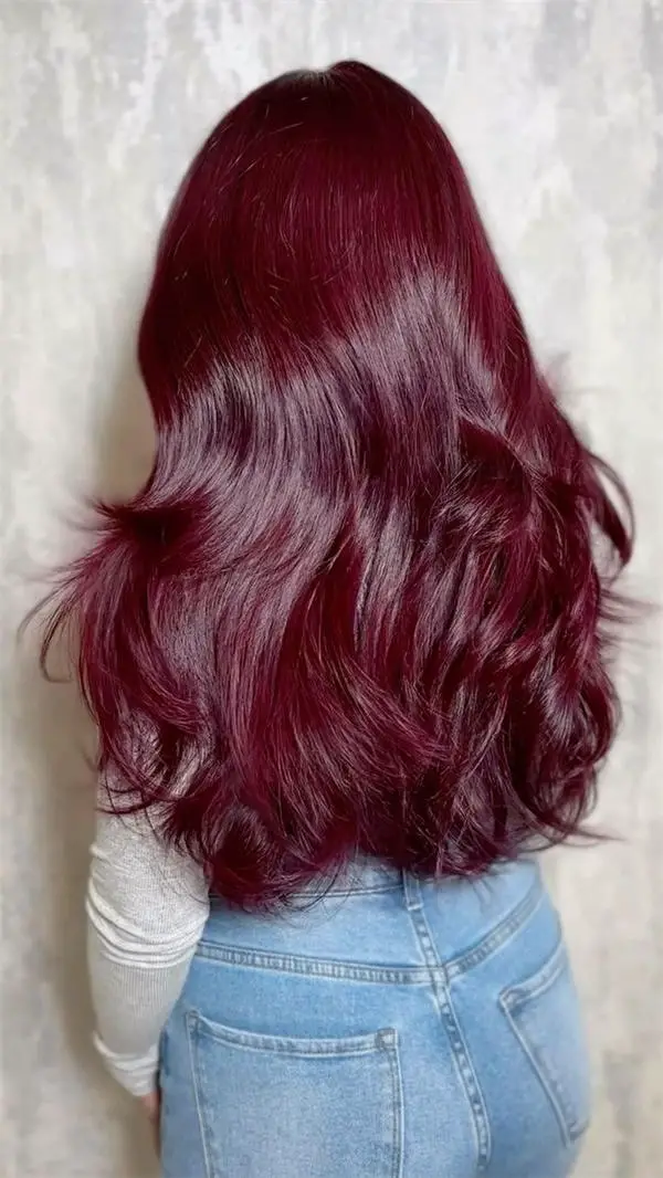 Mid-Back Deep Wine Red With Subtle Dimension — Classy Wine Red Hair