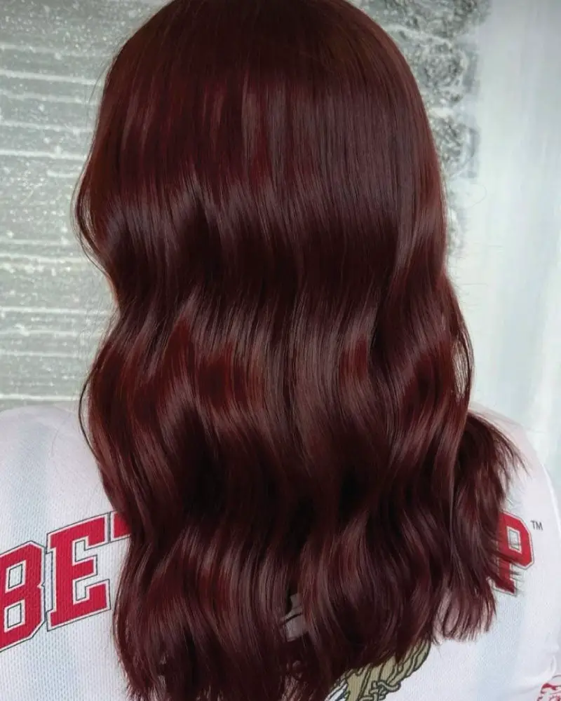 Mid-Back Rich Burgundy Red With Long Layers — Classy Wine Red Hair