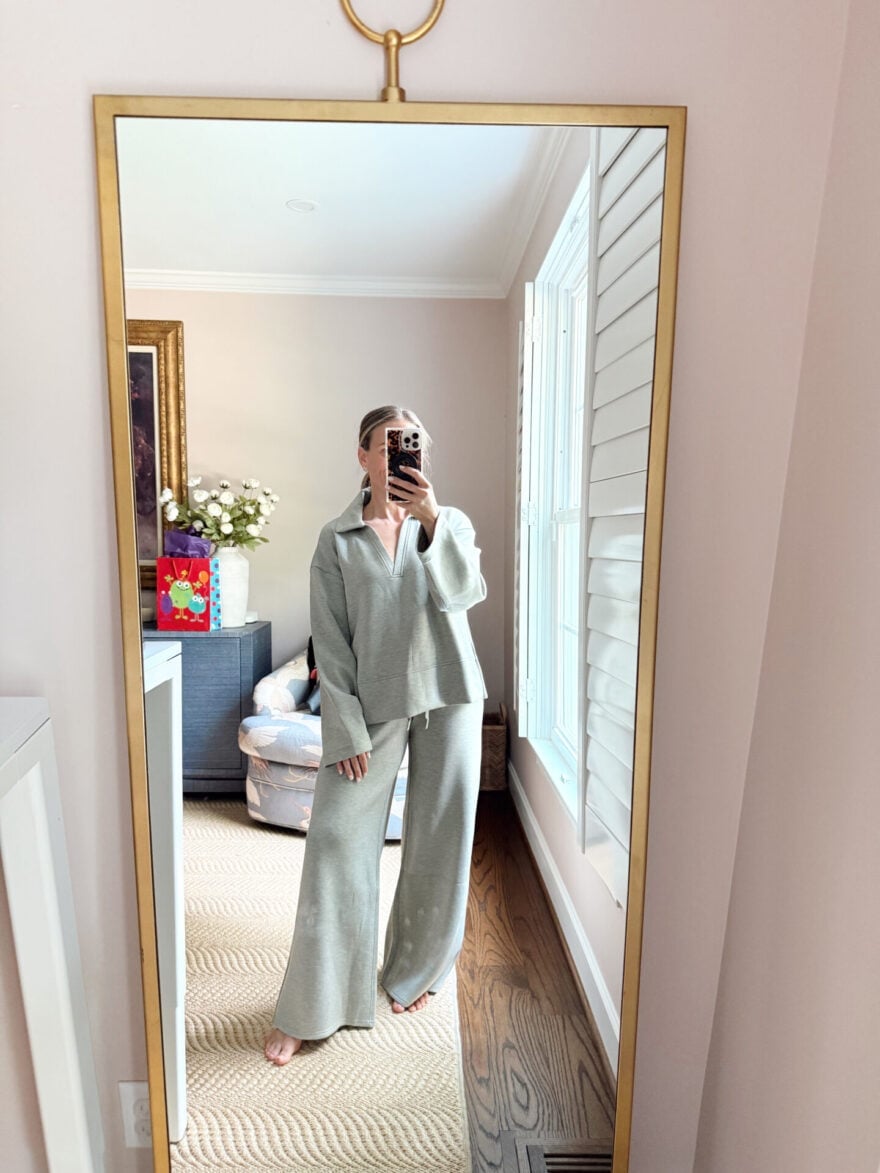 Light Gray Knit Loungewear for a Polished WFH Look — Classy Work From Home Outfits