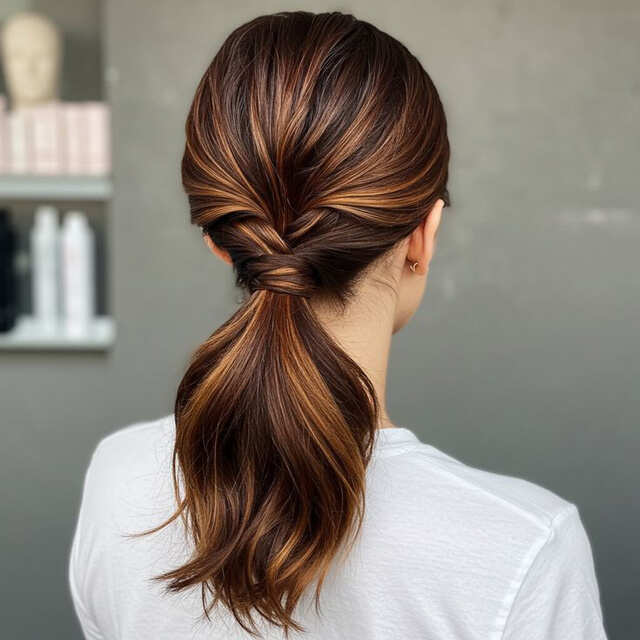 Mid-Back Ponytail With Twisted Detail Mid-Back Ponytail With Twisted Detail — Classy Work Hair