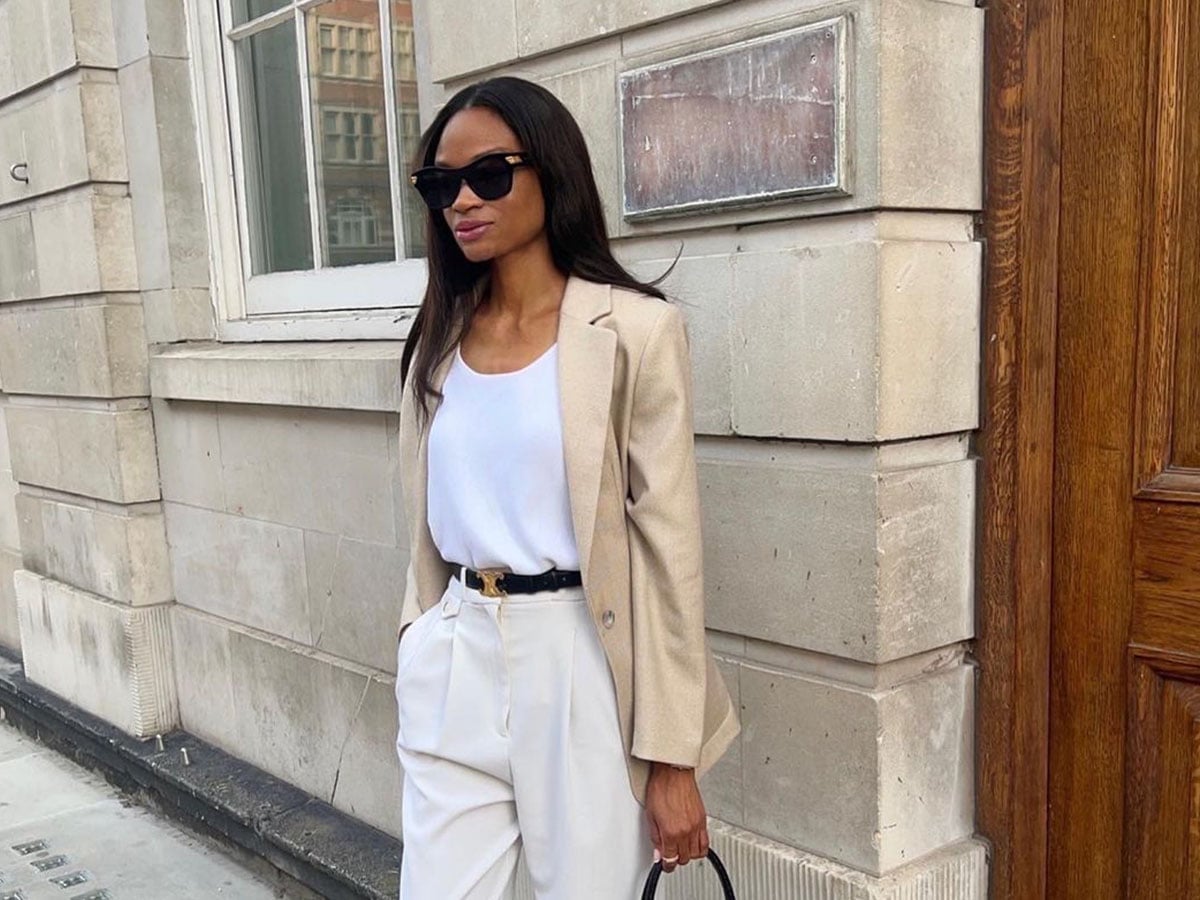 Beige Blazer with Cream Trousers and Two-Tone Flats Beige Blazer with Cream Trousers and Two-Tone Flats — Classy Work Outfits