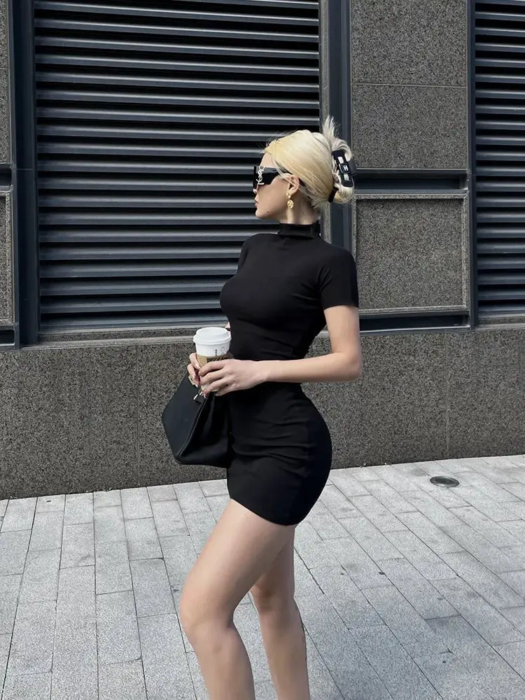 Mock Neck Mini Dress Mock Neck Mini Dress — Classy Y2K Outfits