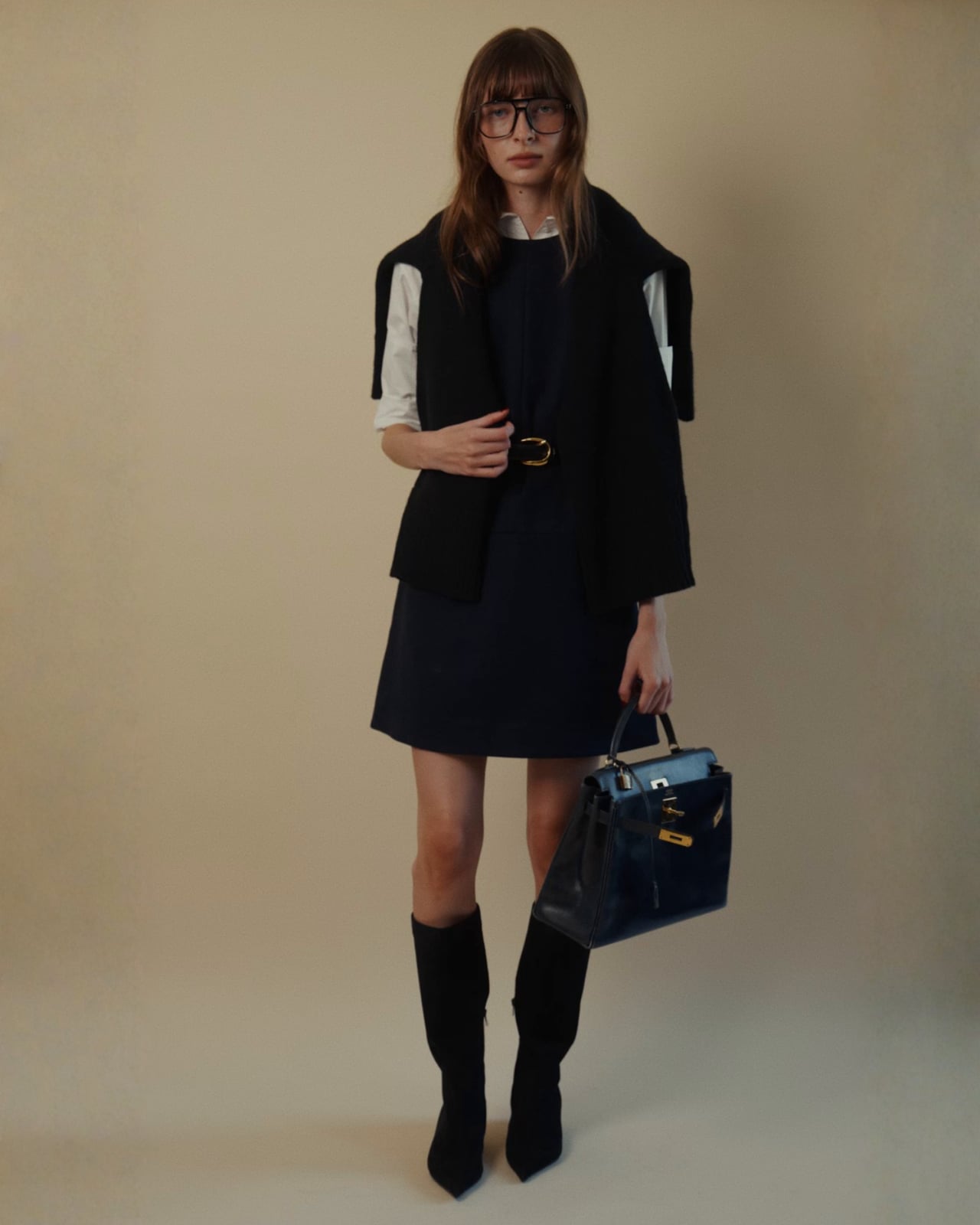A-Line Dress with Draped Sweater A-Line Dress with Draped Sweater — Classy Y2K Outfits