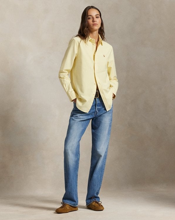Pale Yellow Classic Fit Button-Up Shirt Pale Yellow Classic Fit Button-Up Shirt — Classy Yellow Top Outfits