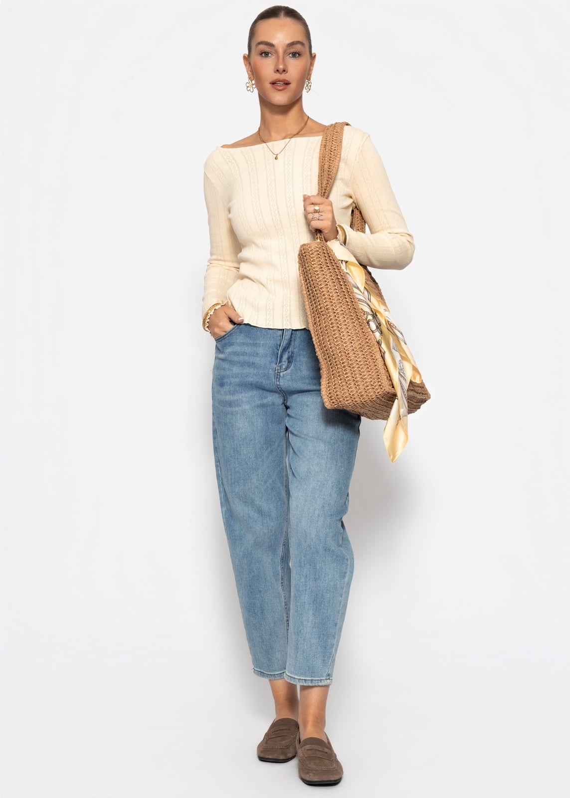 Butter Yellow Pointelle Knit Long-Sleeved Top Butter Yellow Pointelle Knit Long-Sleeved Top — Classy Yellow Top Outfits