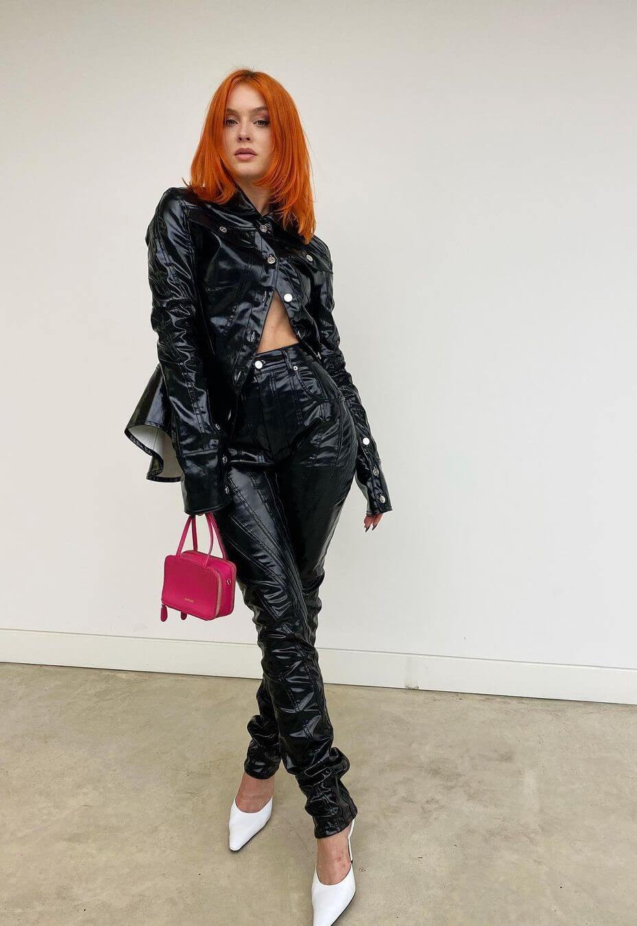 Black Vinyl Jacket and Trousers Black Vinyl Jacket and Trousers — Classy Zara Larsson Outfits