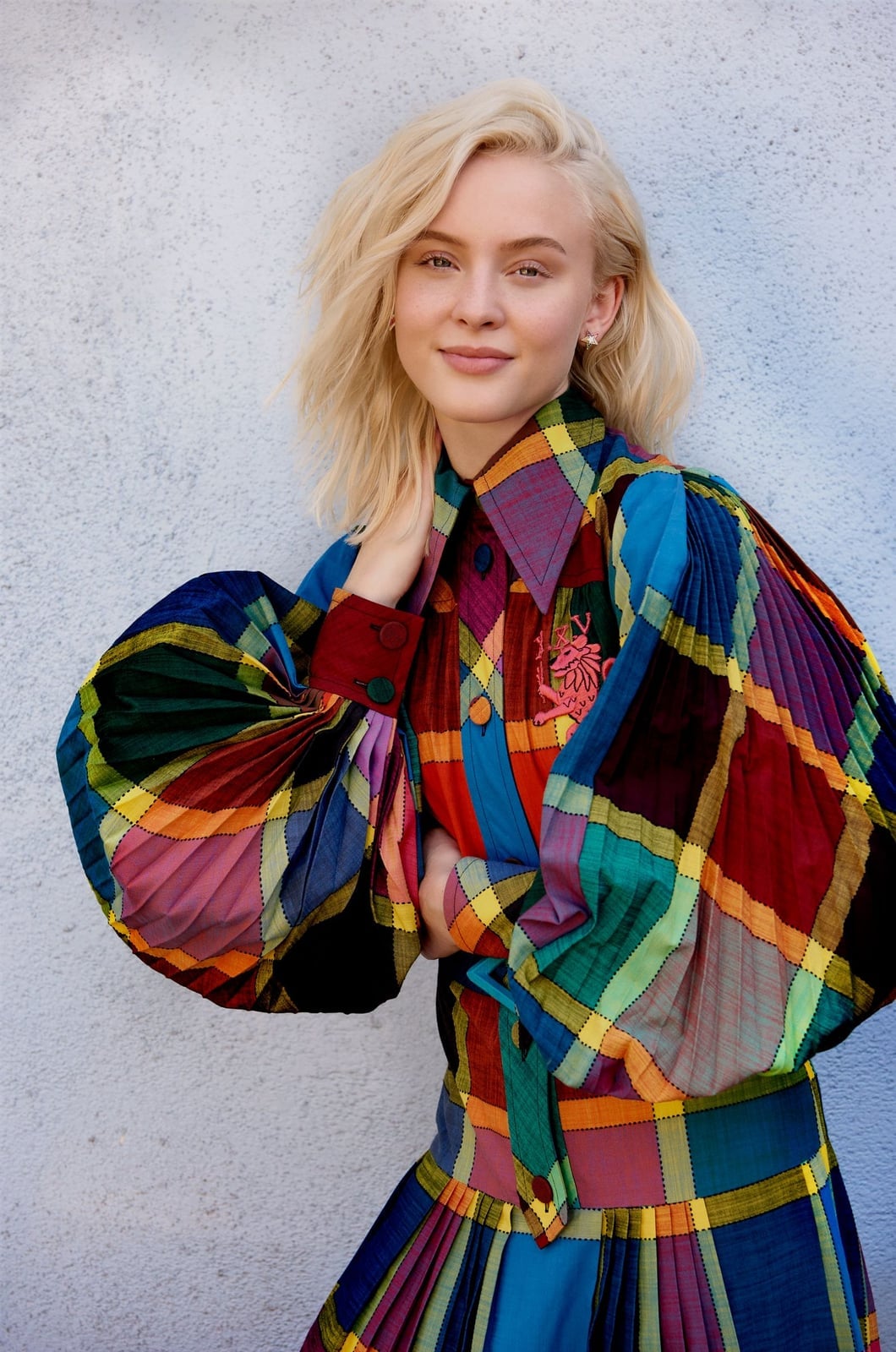 Multicolor Plaid Patchwork Shirt with Voluminous Sleeves Multicolor Plaid Patchwork Shirt with Voluminous Sleeves — Classy Zara Larsson Outfits
