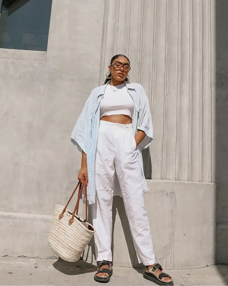 White Crop Top and Trousers with Oversized Shirt White Crop Top and Trousers with Oversized Shirt — Classy Zoo Outfits