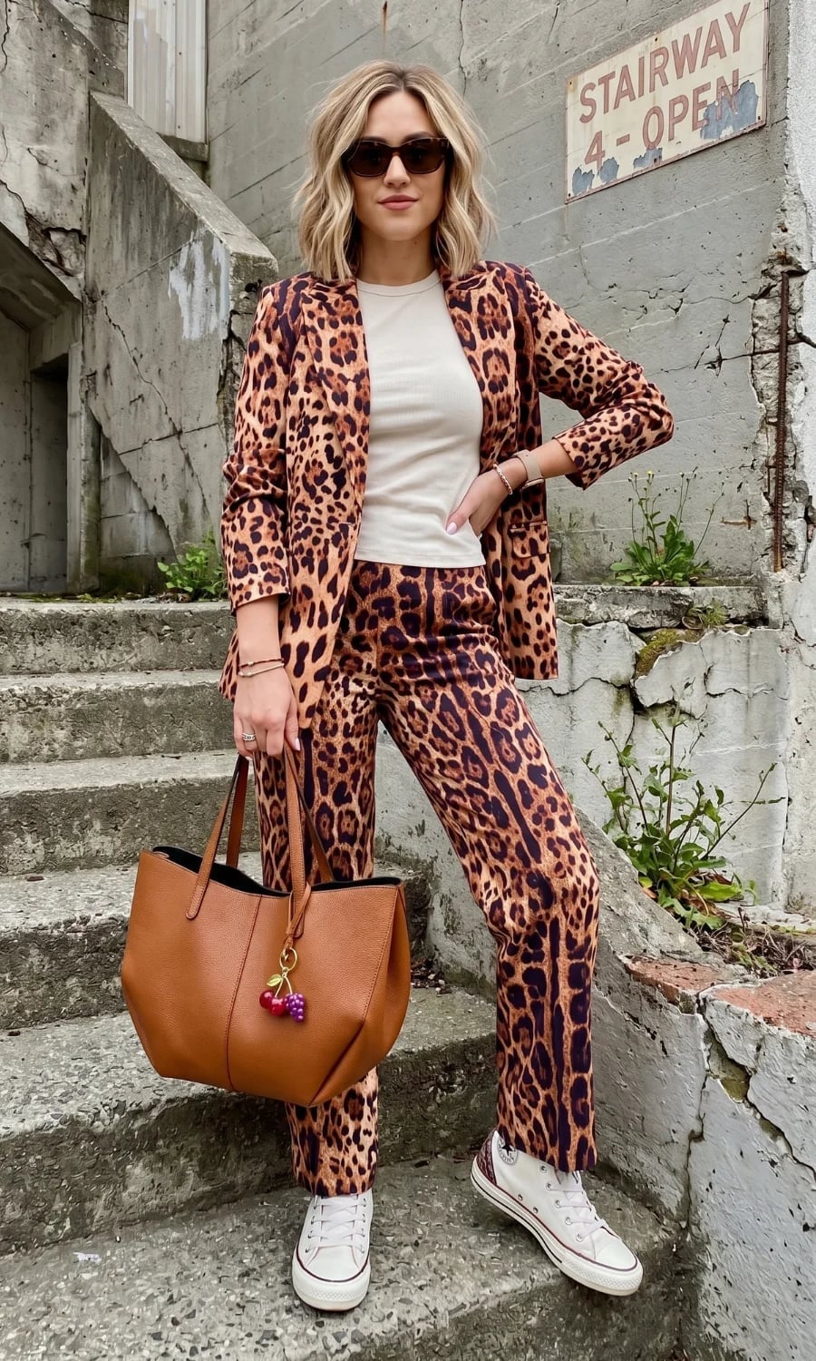 Leopard Print Suit with Sneakers Leopard Print Suit with Sneakers — Classy Zoo Outfits