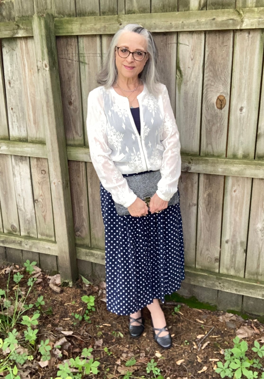 Lace Jacket Over Camisole with Polka Dot Skirt Lace Jacket Over Camisole with Polka Dot Skirt — Classy Zoo Outfits