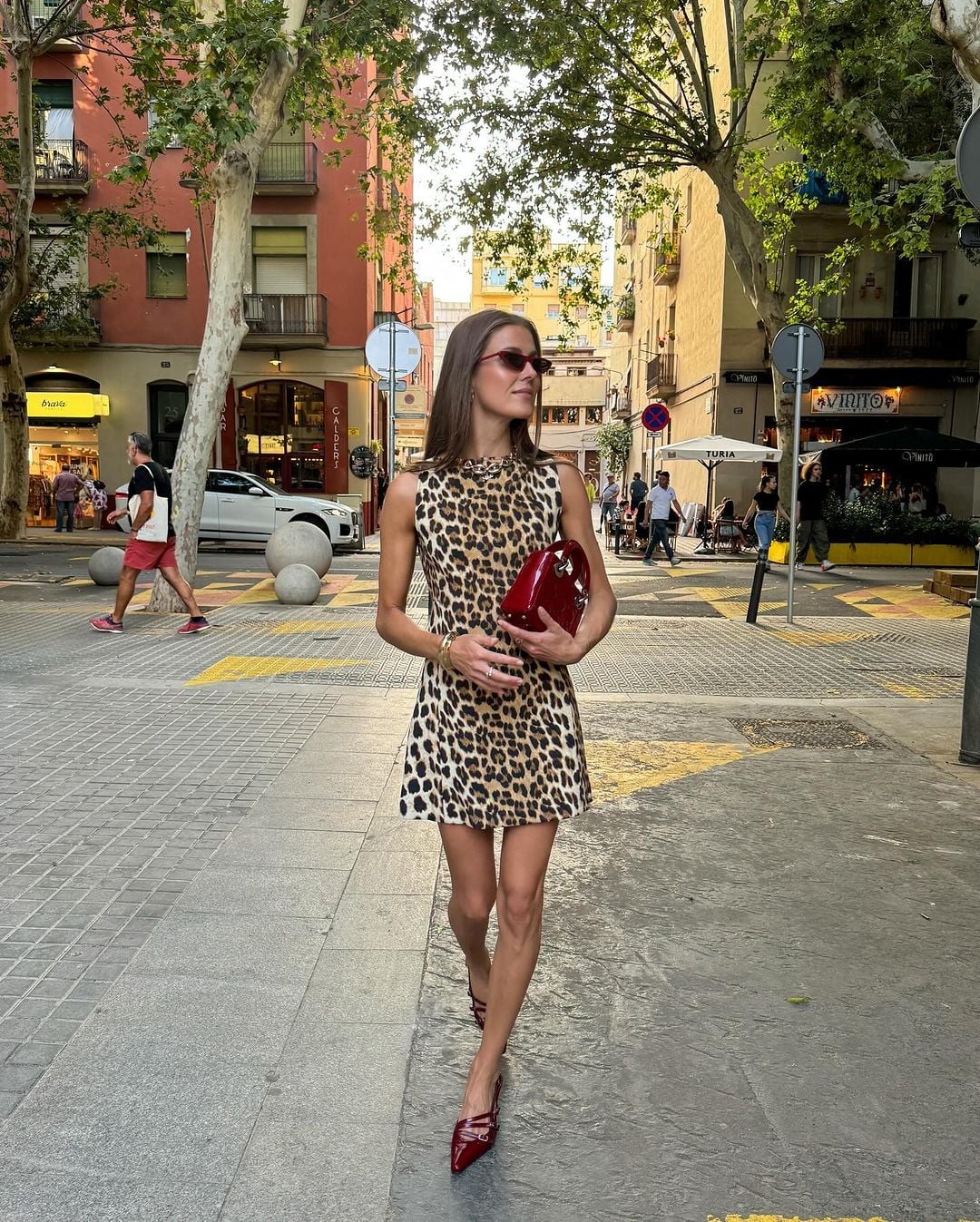 Leopard Print Mini Dress with Red Heels Leopard Print Mini Dress with Red Heels — Classy Zoo Outfits
