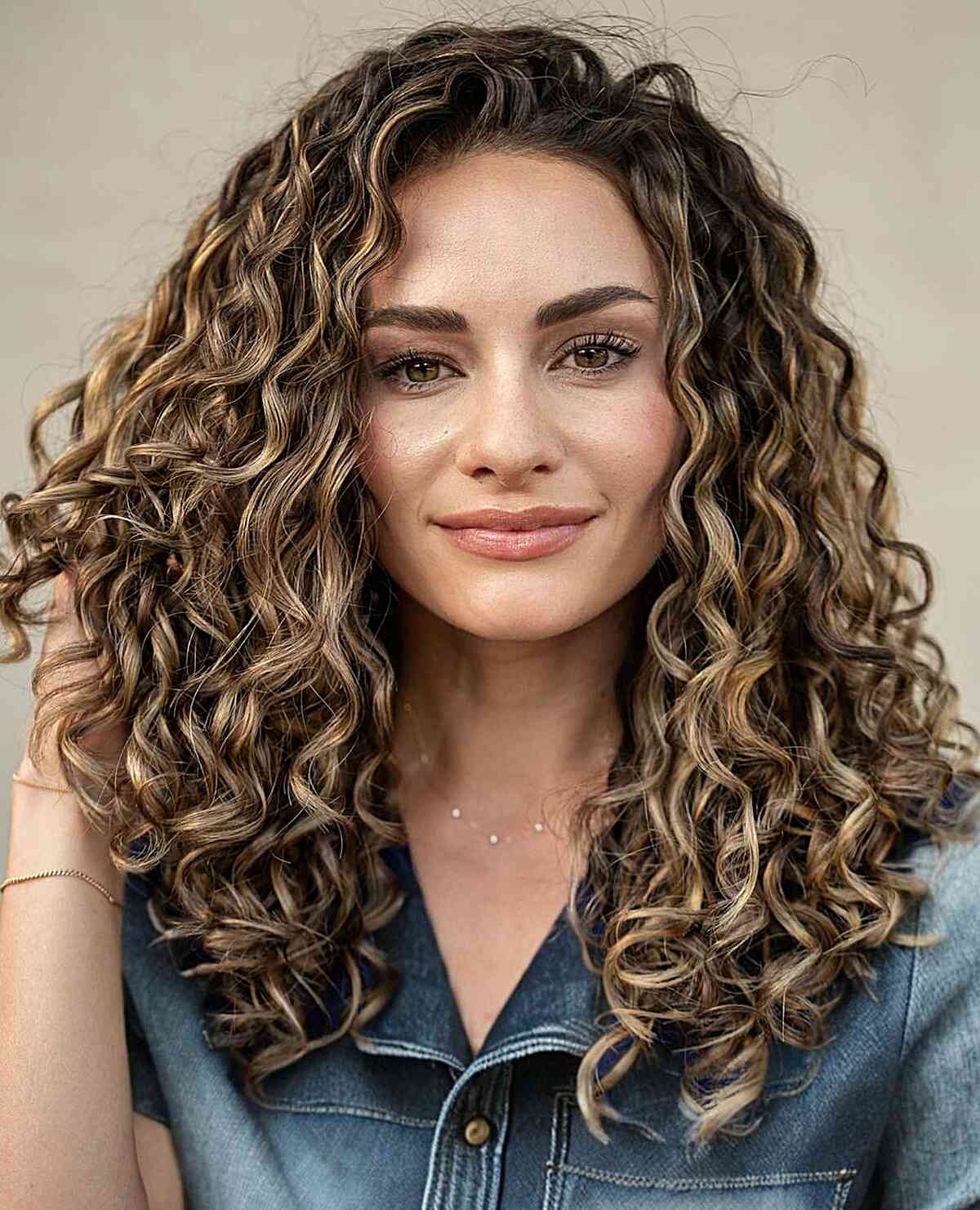 Mid-Back Dark Blonde With Ash Blonde Balayage — Curly Hair Dye Inspiration