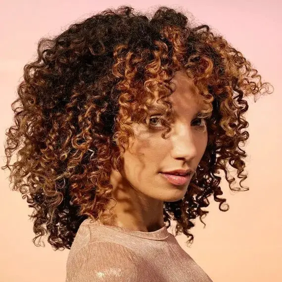 Collarbone Medium Brown With Blonde Balayage — Curly Hair Dye Inspiration