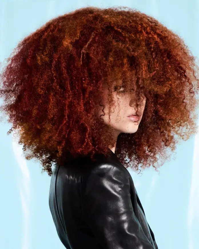 Mid-Back Vibrant Red Afro — Curly Hair Dye Inspiration