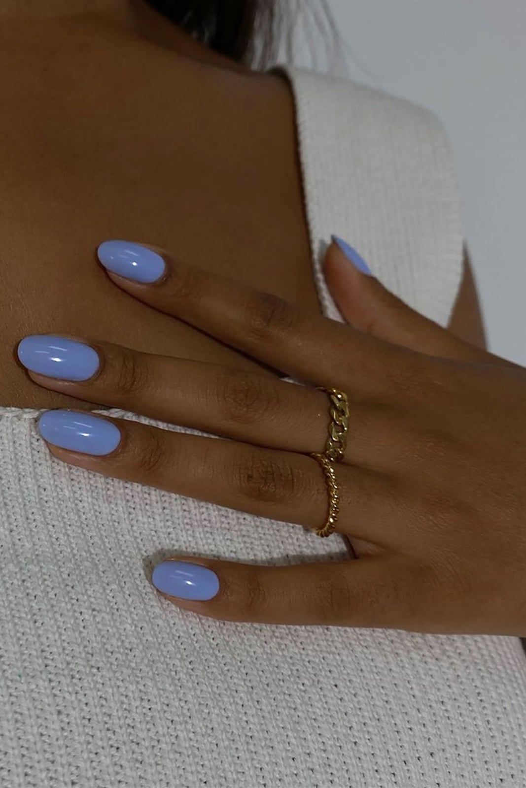 Short Oval Periwinkle Blue Nails — Cute Blue Nails