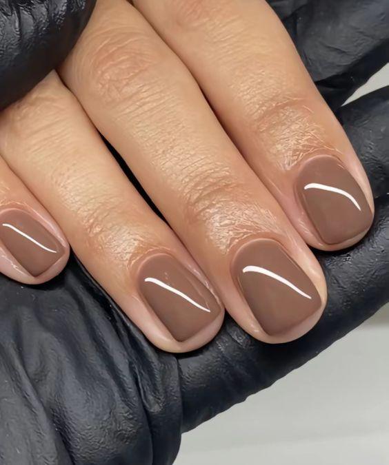 Smooth Medium Brown Glossy Short Square Nails Smooth Medium Brown Glossy Short Square Nails — Cute Brown Nails