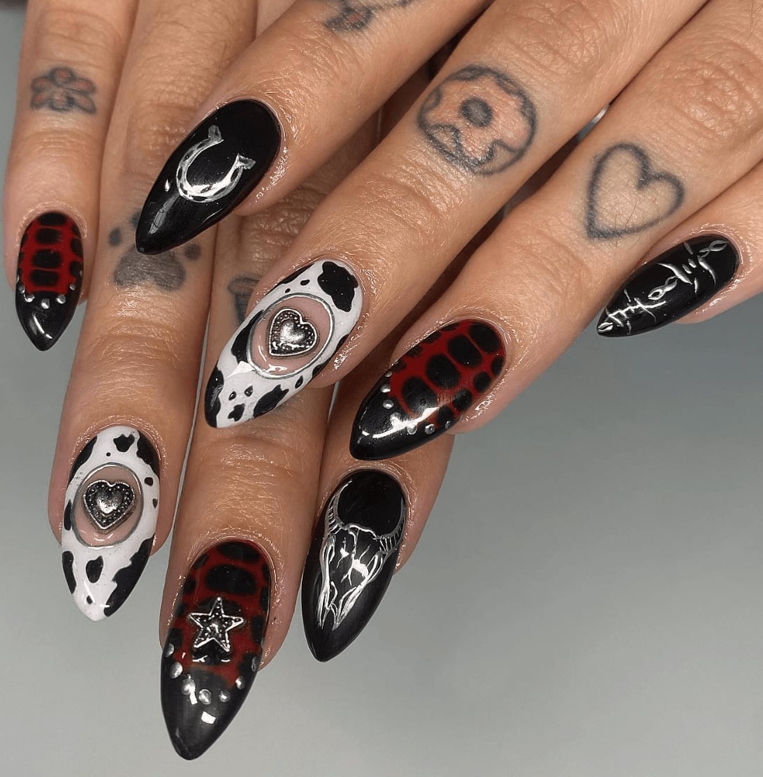 Edgy Dark Almond Nails Variety Edgy Dark Almond Nails Variety — Cute Dark Nails