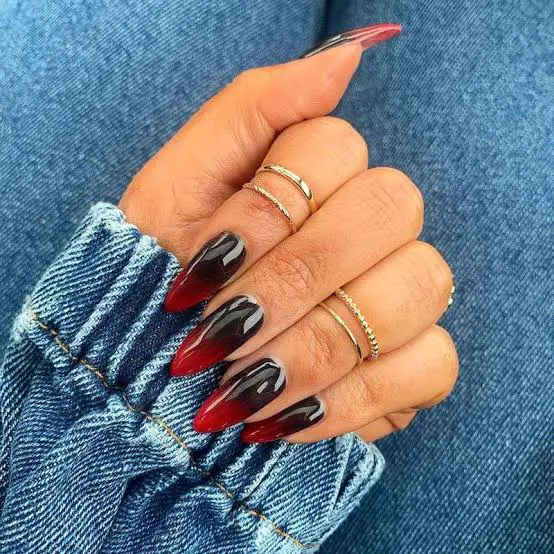 Black to Red Gradient Sharp Nails Black to Red Gradient Sharp Nails — Cute Dark Nails