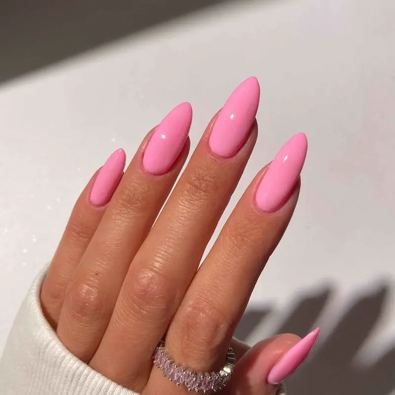 Long Stiletto Vibrant Bright Pink Glossy Nails Long Stiletto Vibrant Bright Pink Glossy Nails — Cute Dip Powder Nails