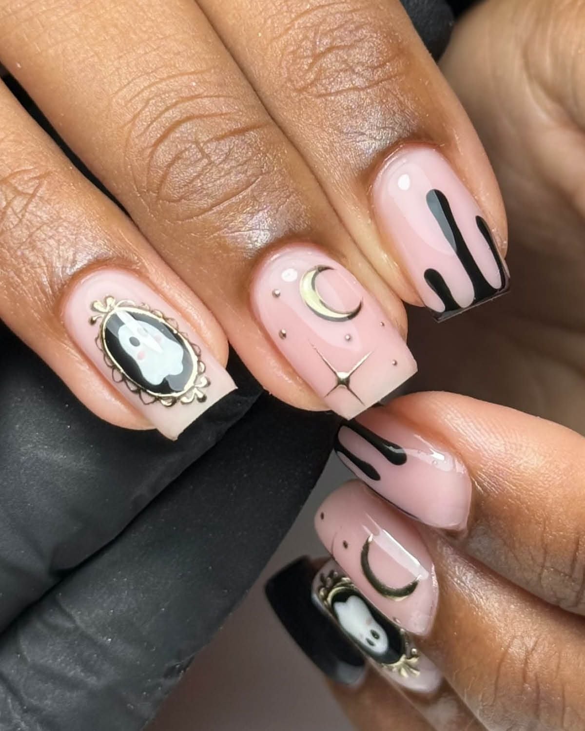 Short Square Halloween Themed Nails — Cute Gel X Nails