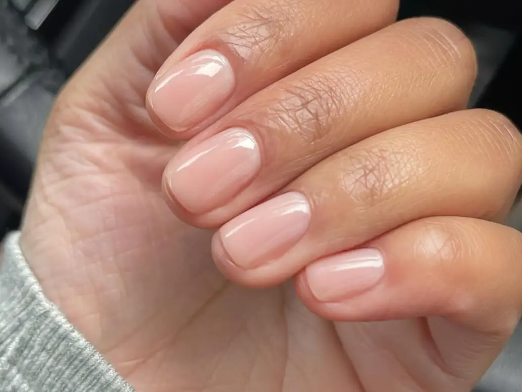 Short Square Nails In Sheer Milky Pink — Cute Gel X Nails