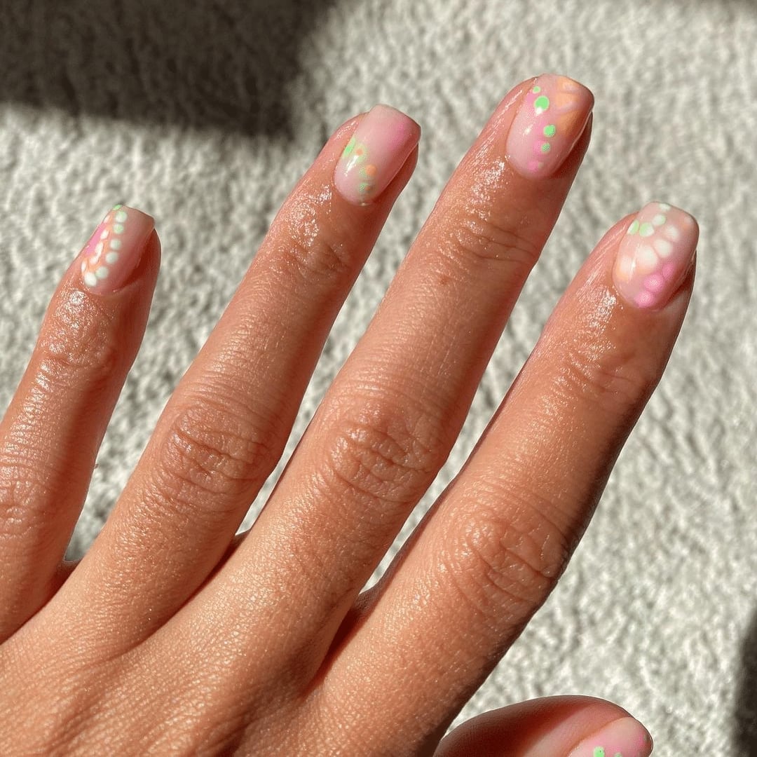Short Square Pastel Abstract Shapes Nails Short Square Pastel Abstract Shapes Nails — Cute Natural Nails