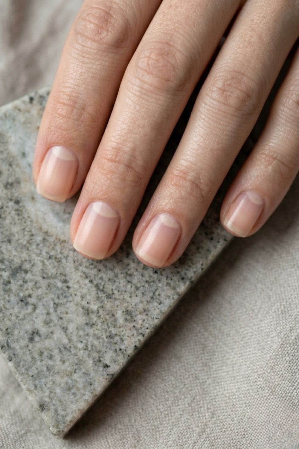 Short Square Milky Pink Half Moon Nails Short Square Milky Pink Half Moon Nails — Cute Natural Nails