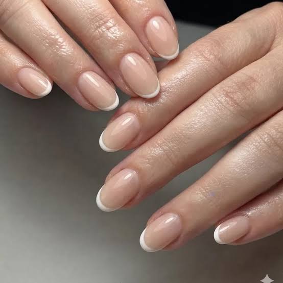 Classic French Manicure Short Oval Nails Classic French Manicure Short Oval Nails — Cute Oval Nails