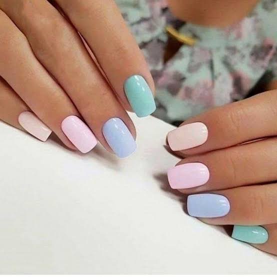 Mixed Pastel Solid Color Short Square Acrylic Nails Mixed Pastel Solid Color Short Square Acrylic Nails — Cute Short Acrylic Nails