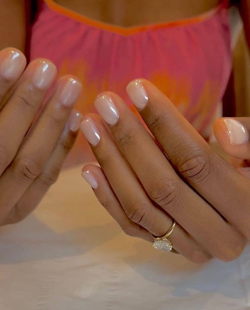 Natural Sheer Nude Short Oval Nails Natural Sheer Nude Short Oval Nails — Cute Short Acrylic Nails