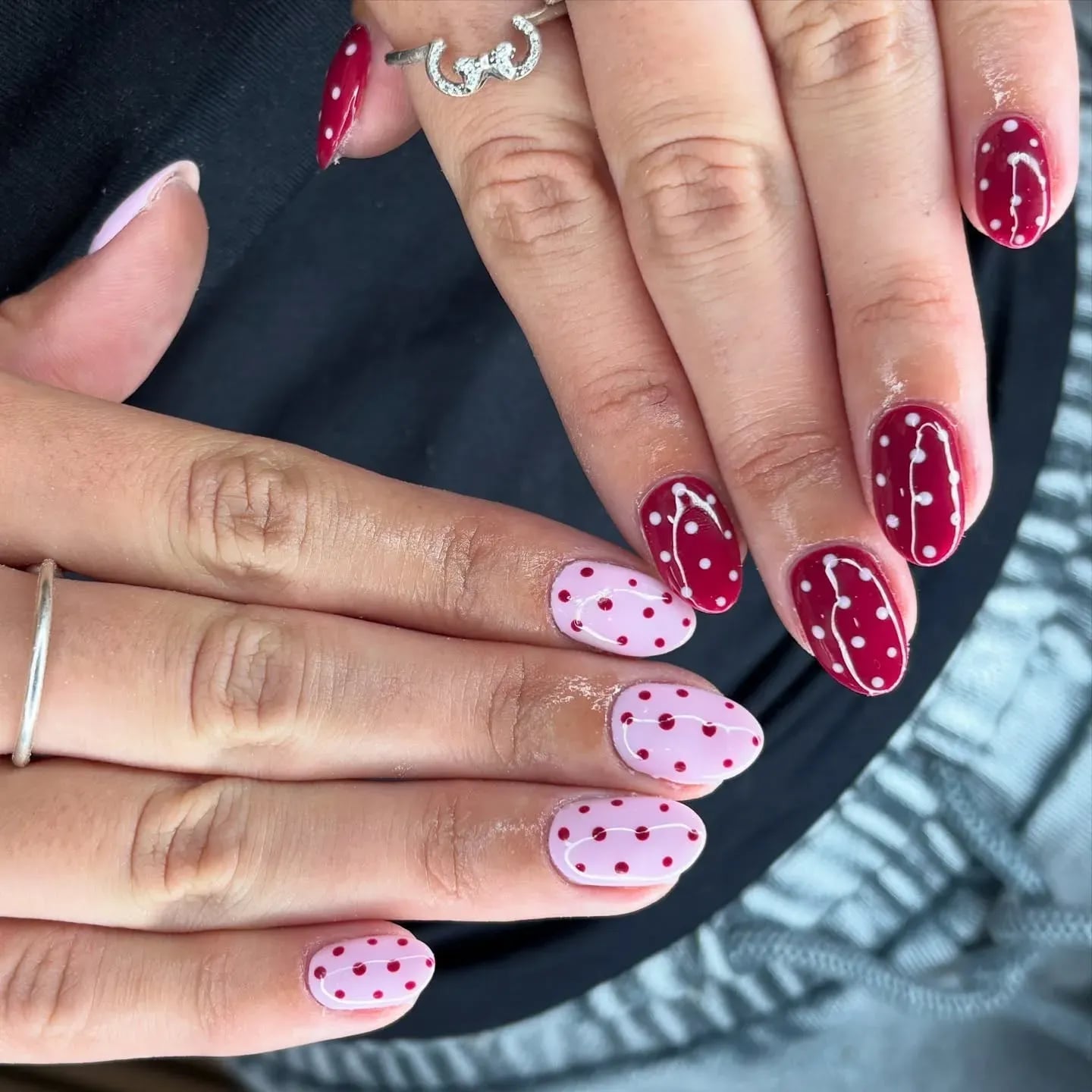 Contrasting Polka Dot Short Oval Nails — Cute Short Birthday Nails