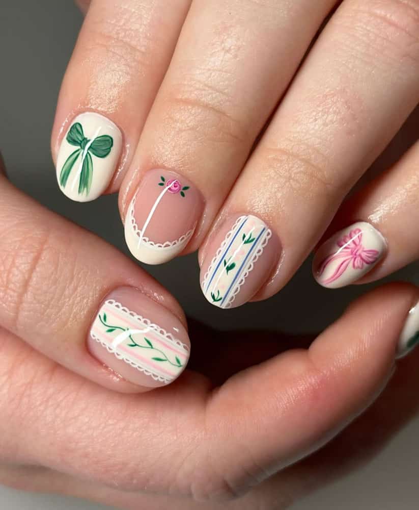 Intricate Hand-Painted Birthday Designs Short Square Nails — Cute Short Birthday Nails