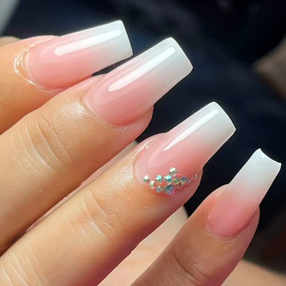 Yellow French Tip Bow Charm Square Nails — Cute Short Coffin Nails