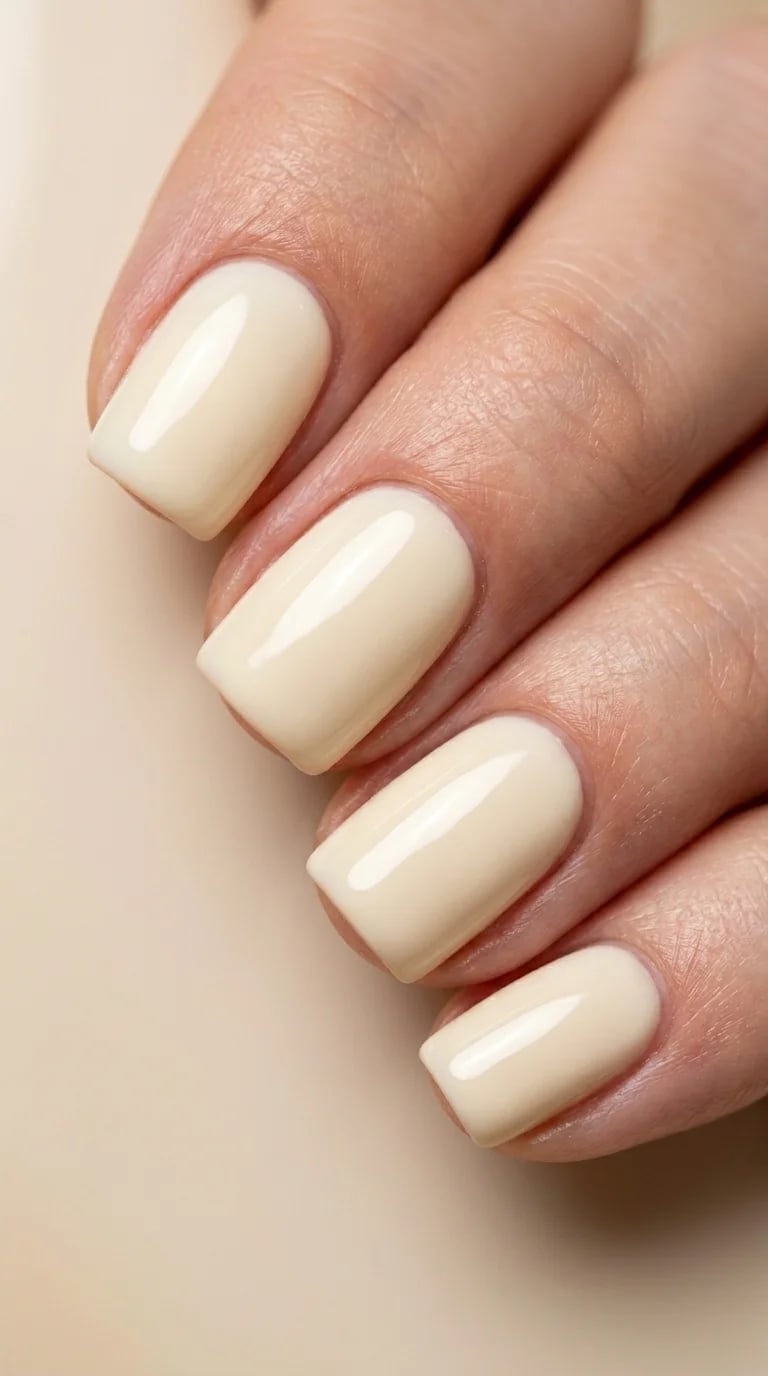 Pale Cream Glossy Short Square Nails Pale Cream Glossy Short Square Nails — Cute Short Gel Nails