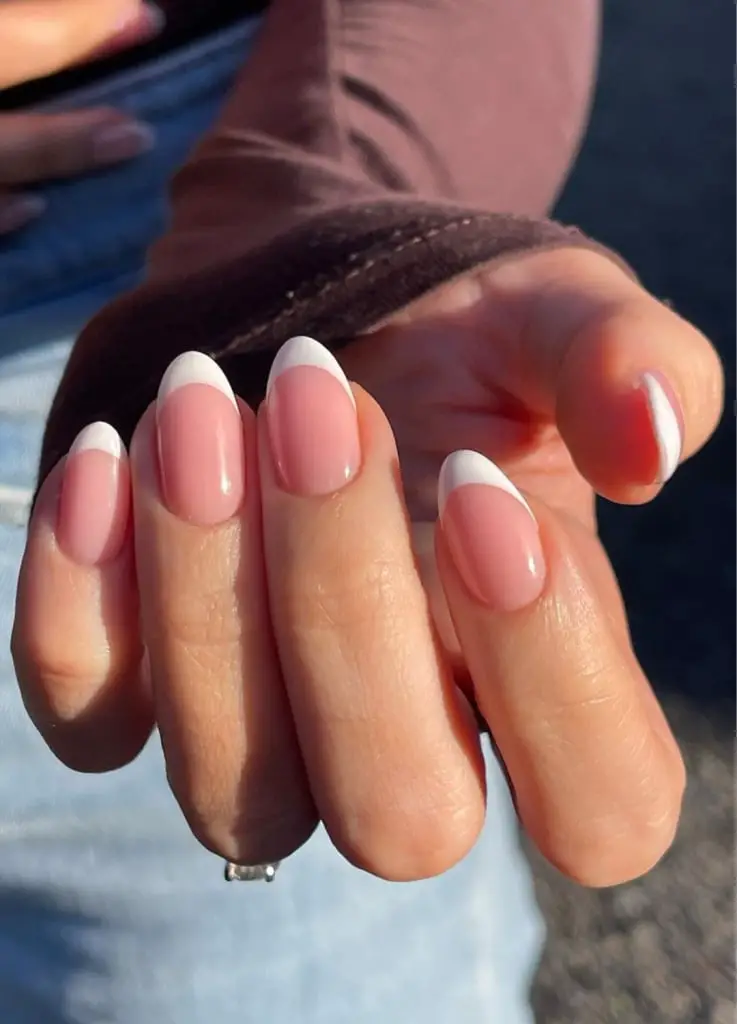 Medium Almond Classic White French Nails Medium Almond Classic White French Nails — Cute White Nails