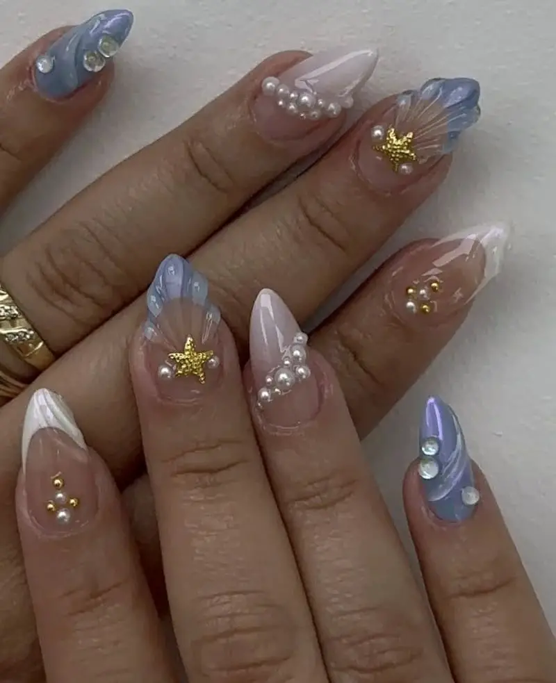 Long Stiletto Nails with 3D Silver Spirals — Easy 3D Nails