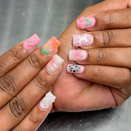 Medium Soft Square Nails with Cable Knit Pattern — Easy 3D Nails