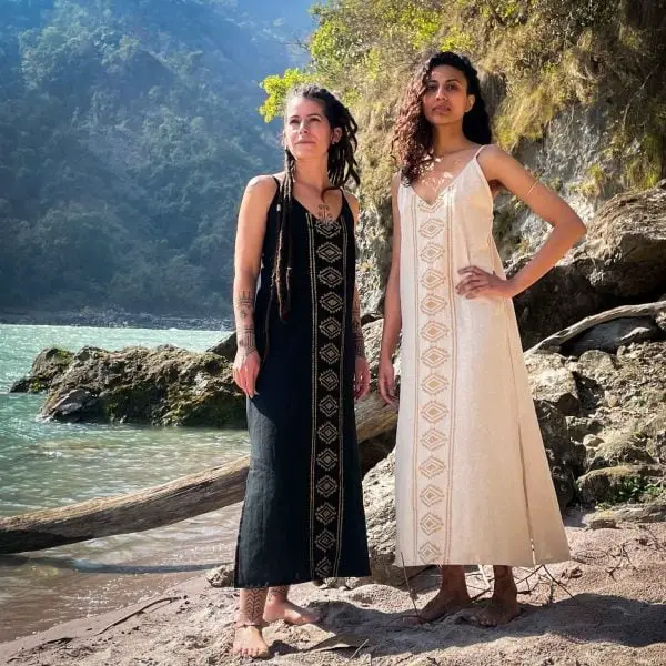 Black and Cream Embroidered Slip Dresses Black and Cream Embroidered Slip Dresses — Elegant Boho Outfits
