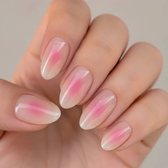 Medium Almond Aura Gradient Nails — Elegant Korean Nail Art