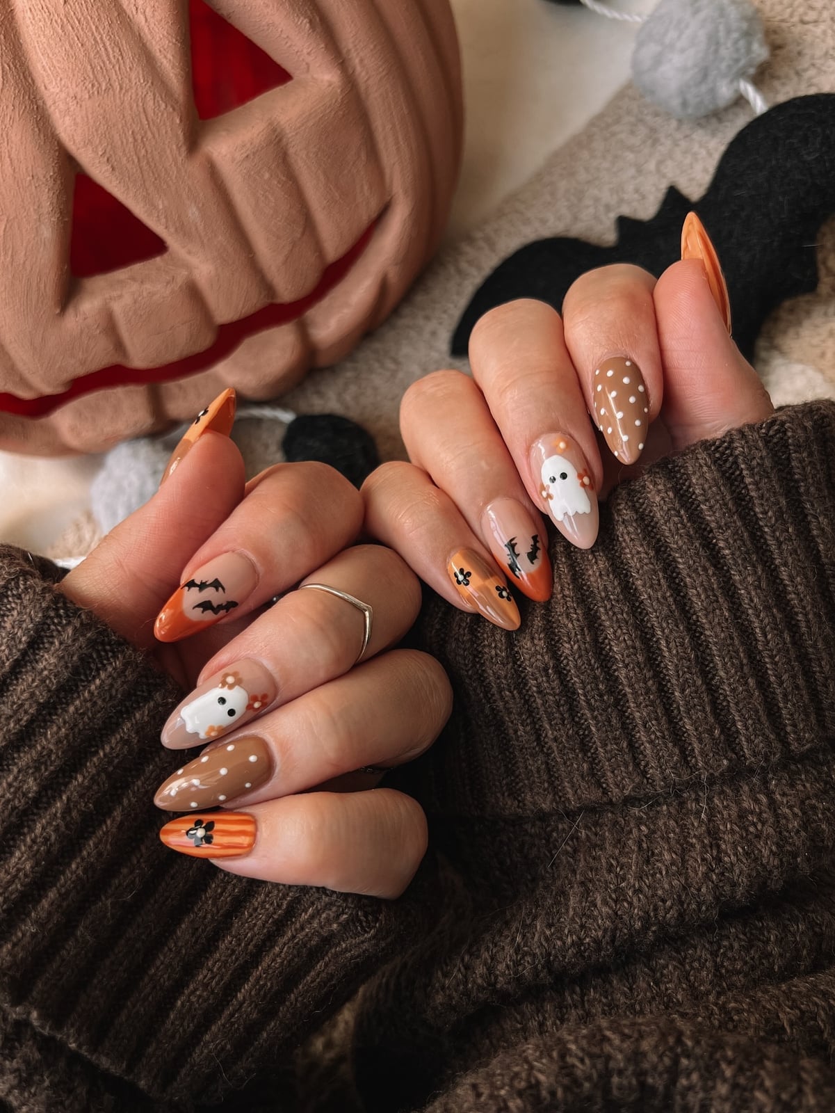 Halloween Themed Long Stiletto Nails Halloween Themed Long Stiletto Nails — Nail Art Ideas