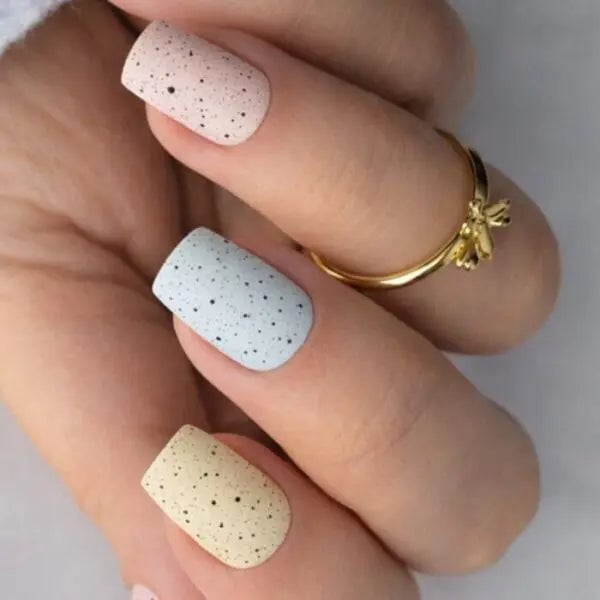 Speckled Pastel Matte Short Square Nails Speckled Pastel Matte Short Square Nails — Nail Art Ideas