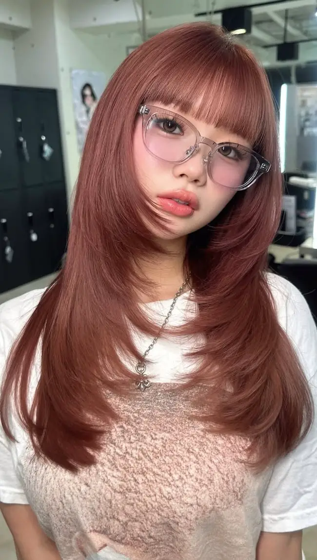 Layered Shoulder Cut In Cherry Pink Layered Shoulder Cut In Cherry Pink — Pink Hair Dye Inspiration
