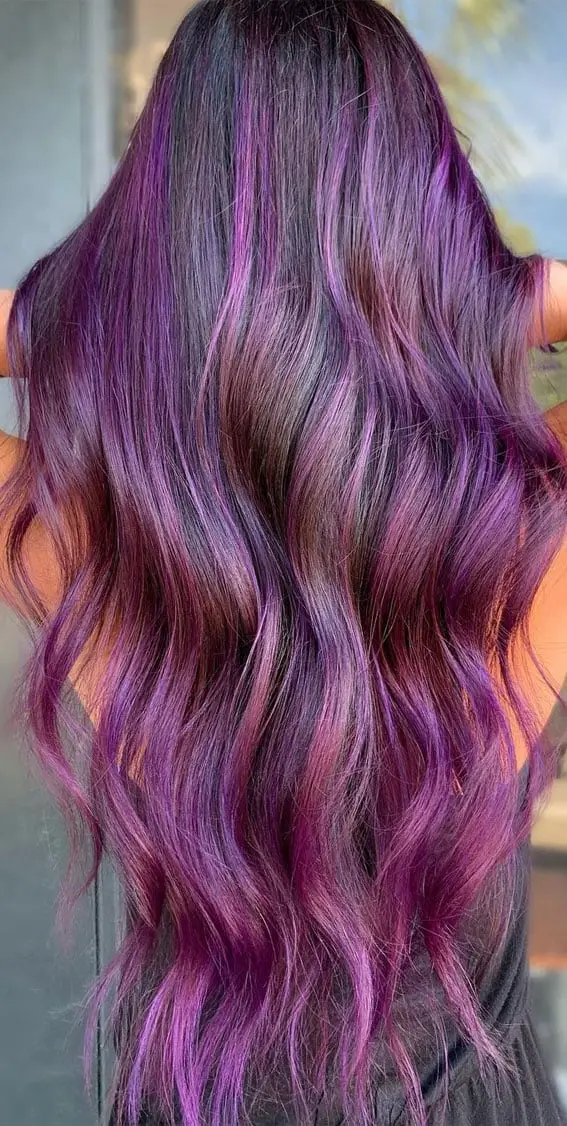 Mid-Back Dark Base Rich Purple Pink Tones Mid-Back Dark Base Rich Purple Pink Tones — Purple Hair Dye Inspiration