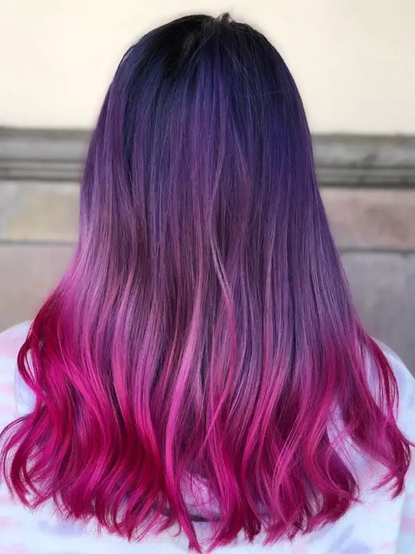 Mid-Back Purple To Pink Ombre Mid-Back Purple To Pink Ombre — Purple Hair Dye Inspiration