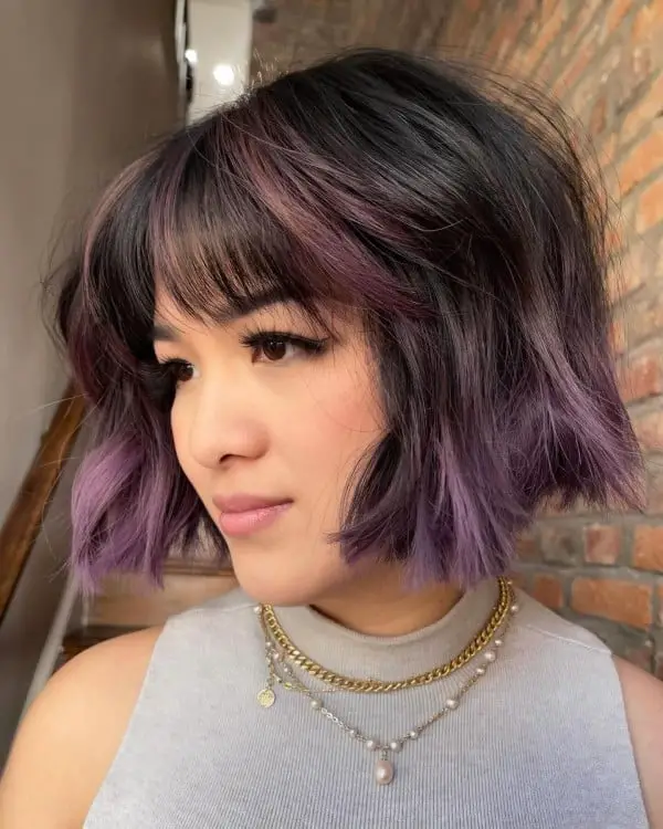 Chin Length Bob Purple Dip-Dye Chin Length Bob Purple Dip-Dye — Purple Hair Dye Inspiration