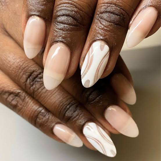 Medium Almond Nude Milky Swirl Ombre Medium Almond Nude Milky Swirl Ombre — Russian Manicure Inspiration