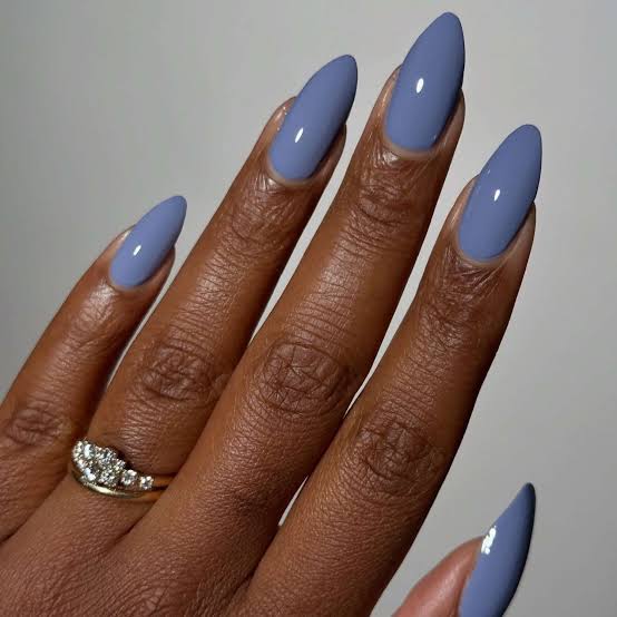 Medium Almond Opaque Periwinkle Blue Medium Almond Opaque Periwinkle Blue — Russian Manicure Inspiration