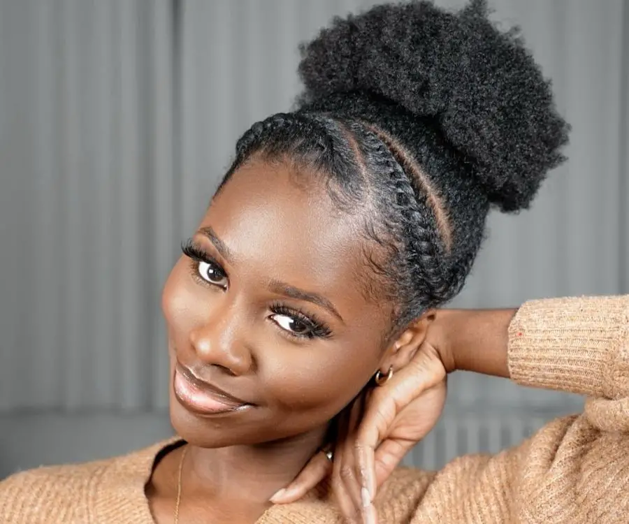 Double Afro Puffs With Braids — Simple 4b Hairstyles