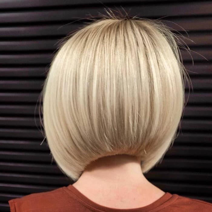 Platinum Blonde Inverted Bob With Root Shadow Platinum Blonde Inverted Bob With Root Shadow — Simple A-Line Bob